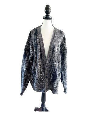 Vintage 90’s Abstract Oversized Cardigan Size Large Cottage-Core Fall Winter